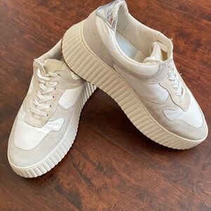 Dolce Vita Cream and Silver Chunky Sneakers